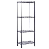 HAOYYE 4-Tier Wire Shelving Unit Metal Storage Rack Black Adjustable Organizer with Leveling Feet for Kitchen Bathroom Office